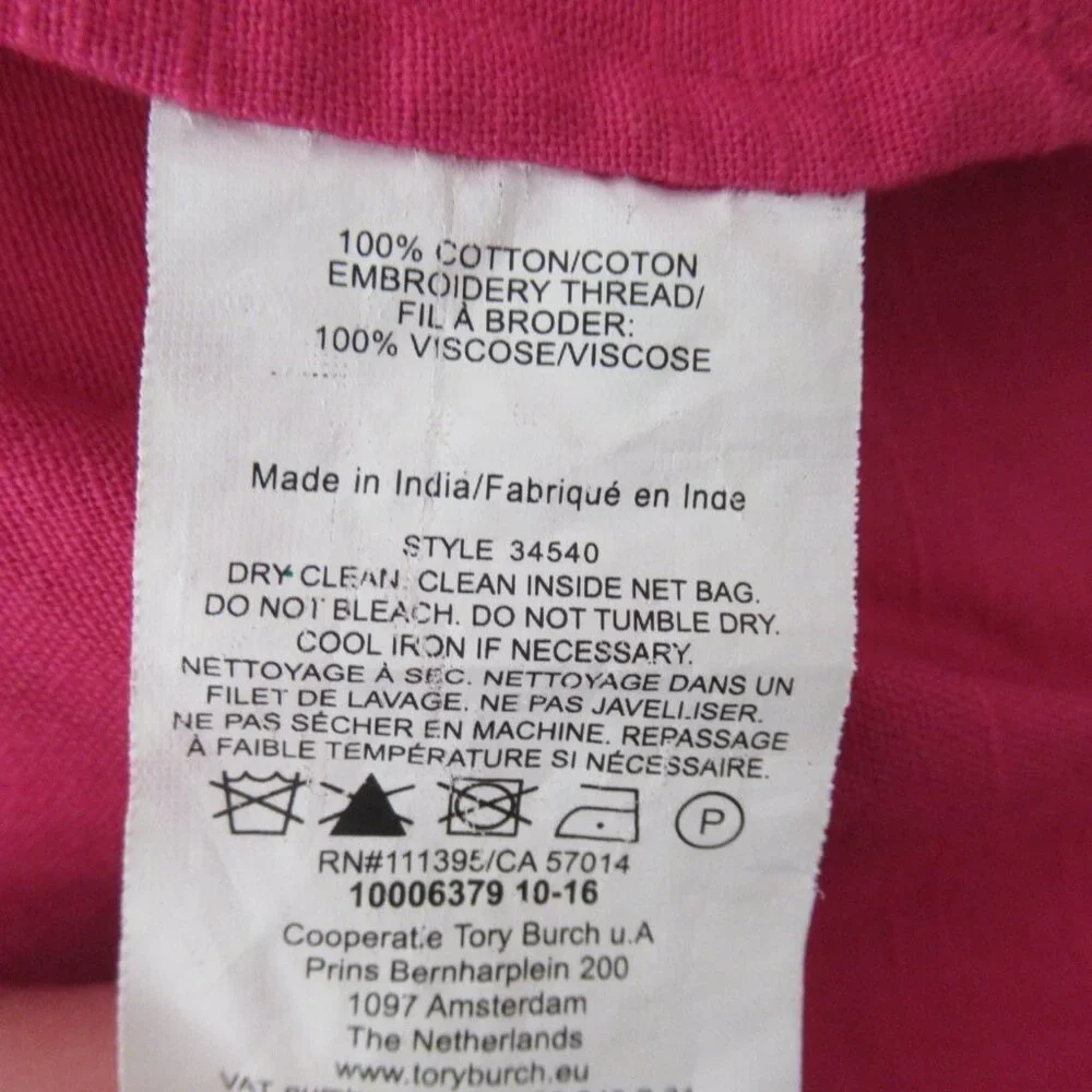 Tory Burch‎ Top 8 M Pink Embroidered Samarkand Tunic Boho Peasant Cruise Beach
